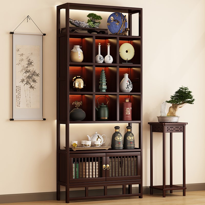 速发中式博古架茶室多茶阁储物柜非实木宝具收纳架层多摆件展示柜