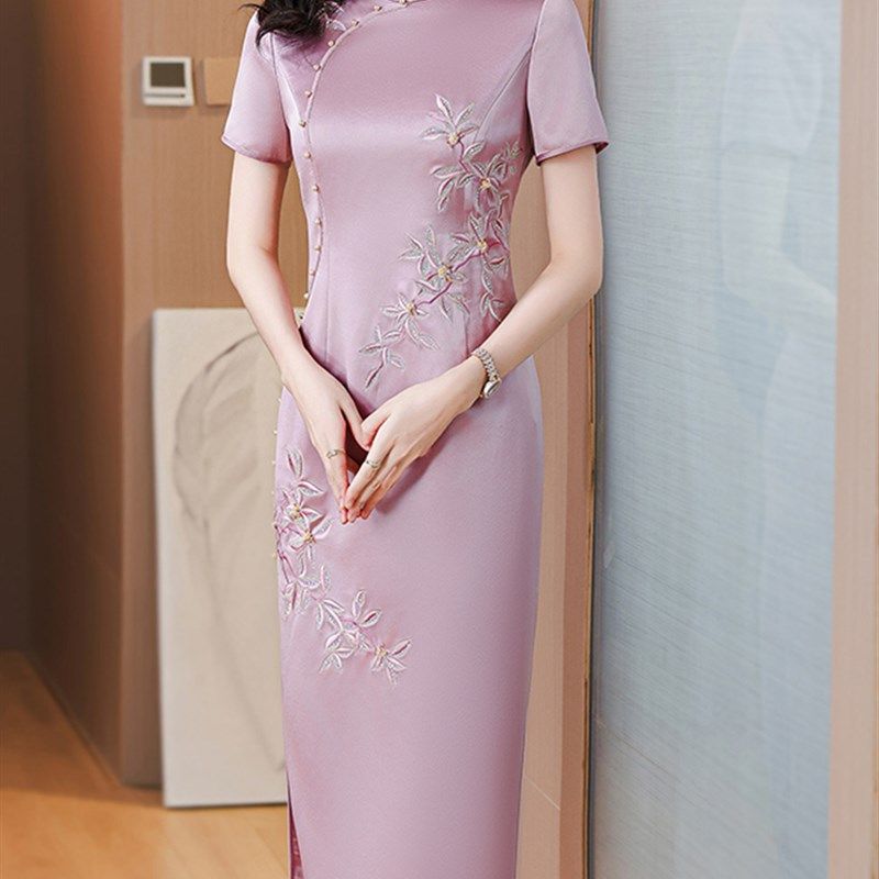 速发喜婆婆婚宴装2024新款妈妈喜结旗袍改夏年轻款服婚礼服连衣裙