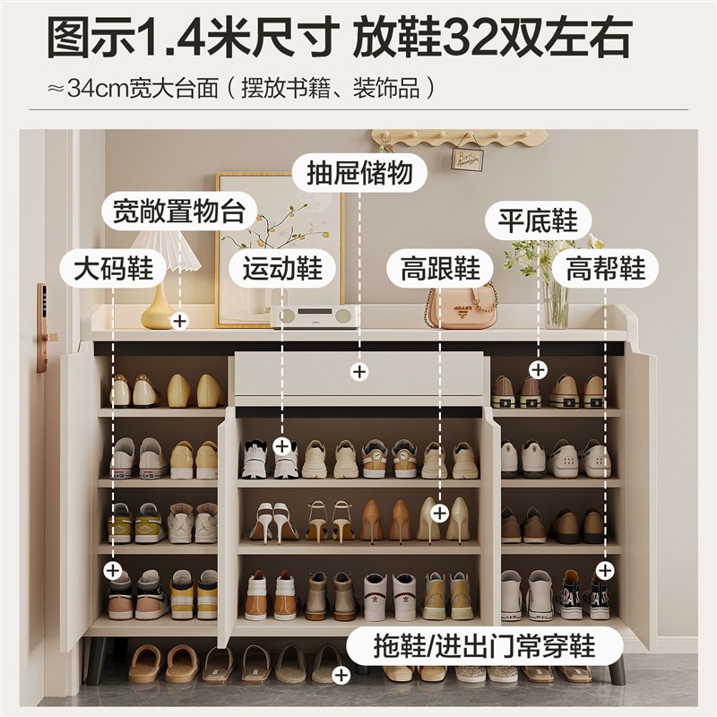 速发鞋柜家用门口入户门收纳柜一体靠墙2026新款高级感室内实木鞋图片