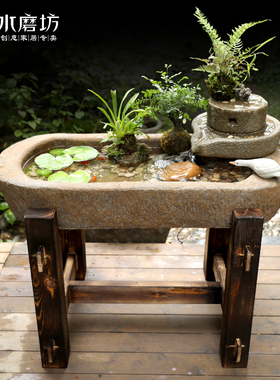 速发中式台造景禅池喷泉鱼意办公室流水摆件循环水景鱼户外庭院观