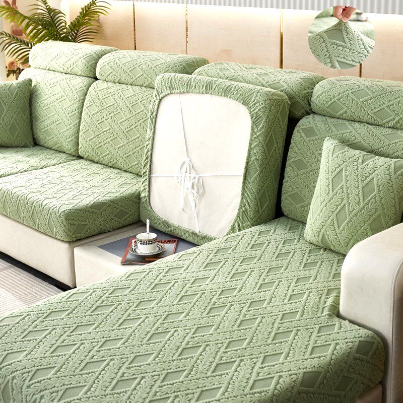 速发S58弹浴帽式靠力沙发笠松紧沙发套罩全包2024绿色8背头枕海绵