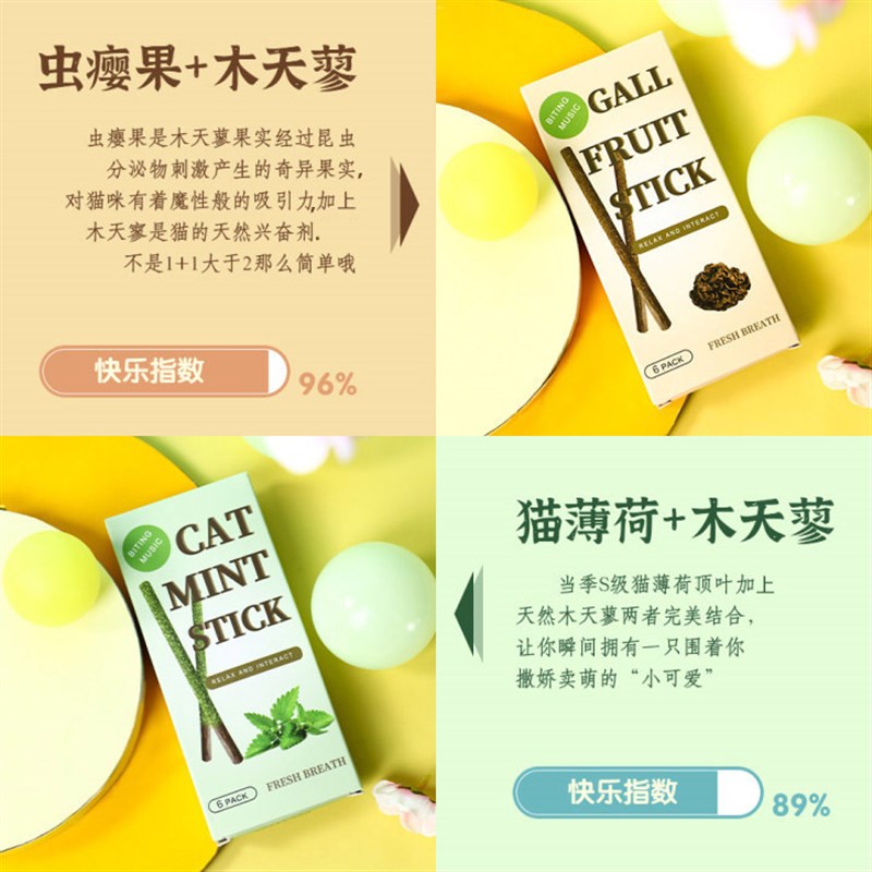 速发木天蓼磨牙棒逗猫棒耐荷自品解闷神器猫薄咬幼咪用嗨小猫玩具