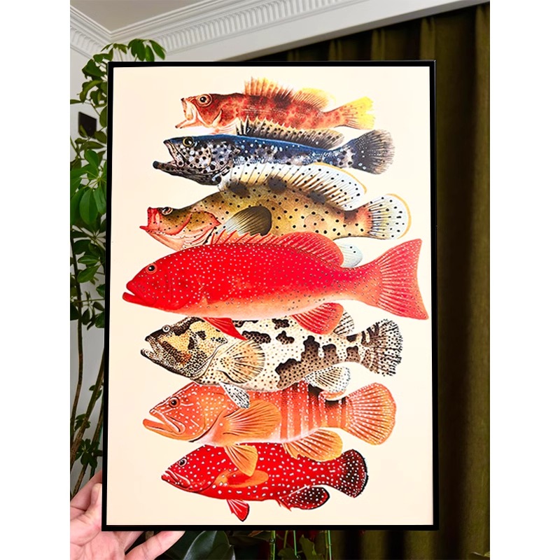 现代简约年年有余寓意好厨房装饰画动物餐厅客厅玄关卧室酒店挂画图片
