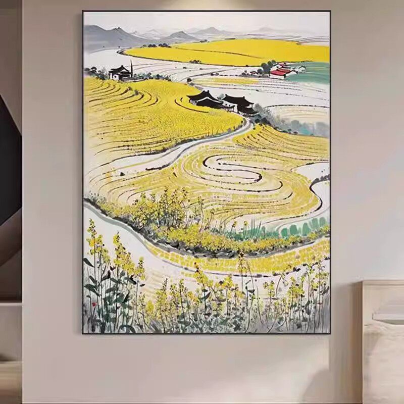 抽象风景客厅背景墙装饰画吴冠中大芬村江南水乡麦田玄关走廊挂画
