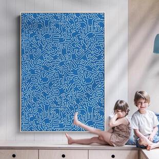 凯斯哈林Keith Haring客厅沙发背景墙落地装饰画餐厅卧室玄关挂画