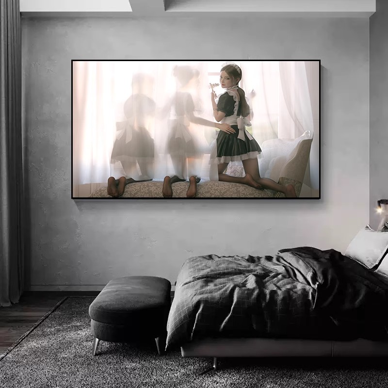 黑丝仕女图魔搞笑创意玄关装饰画新中式宋代美学挂画古典人物美女