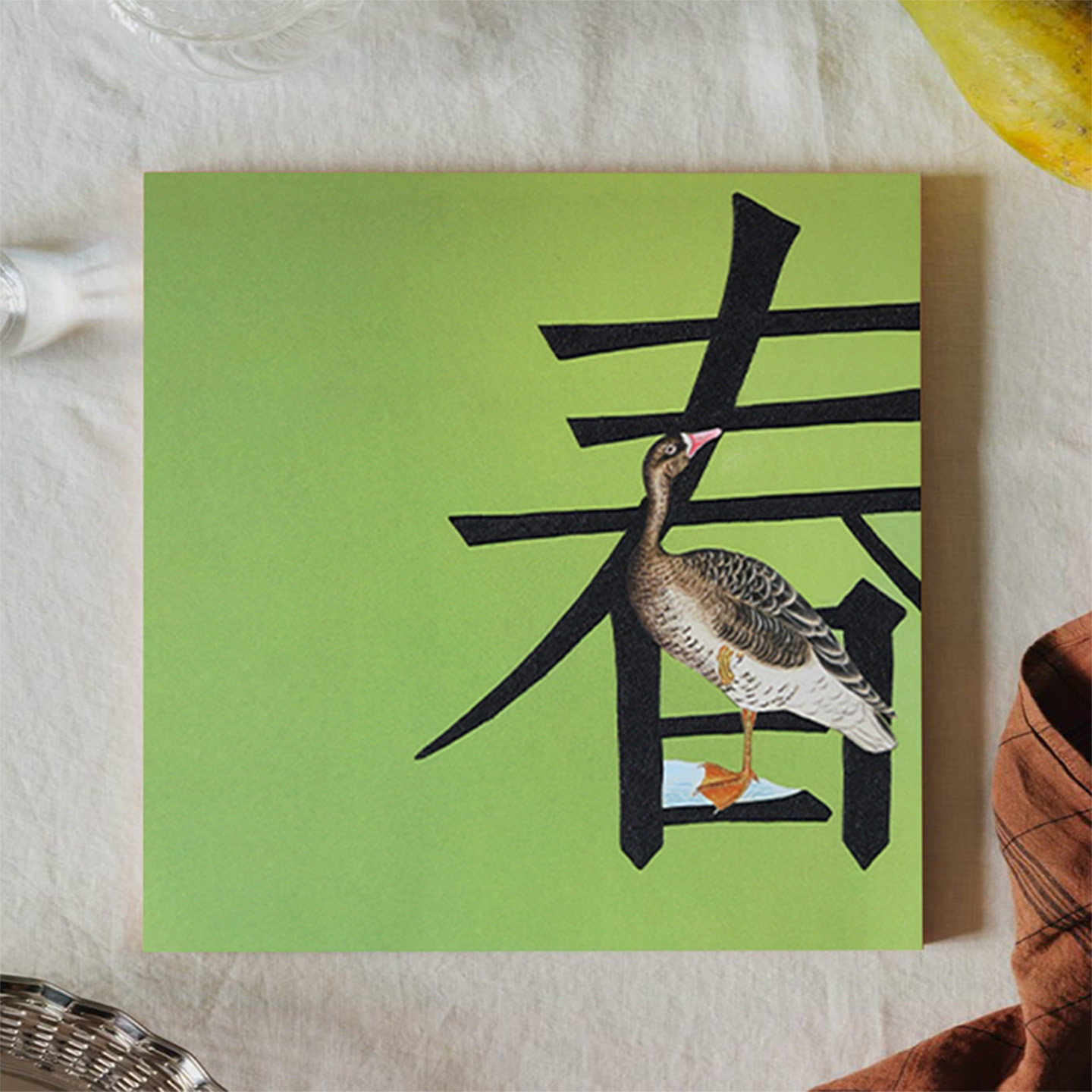 《绿春》新中式绿色艺术装饰画客厅大白墙装饰画玄关柜摆画无框画
