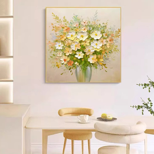清新治愈植物花卉饭厅挂画北欧风装饰画轻奢现代客厅花卉卧室壁画