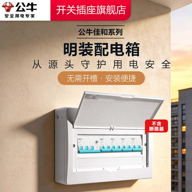 公牛明装配电箱成套家用明装强电箱220V空气开关电表箱盒总成室内