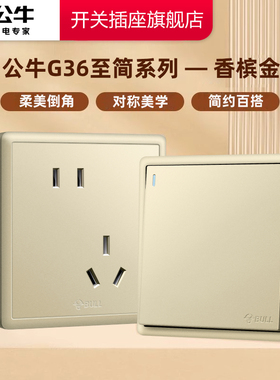 公牛开关插座面板墙壁开关空调10A16A插座五孔家用电源面板G36金