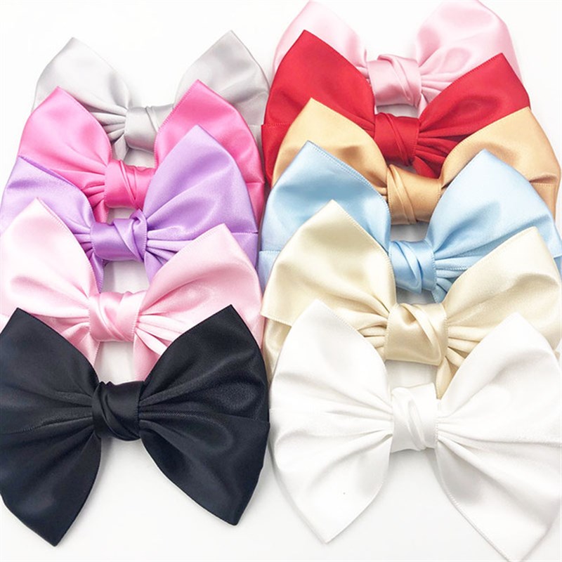 现货10pcs Big Sati Ribbo Bows Weddig Appliques Sewig Hadmad