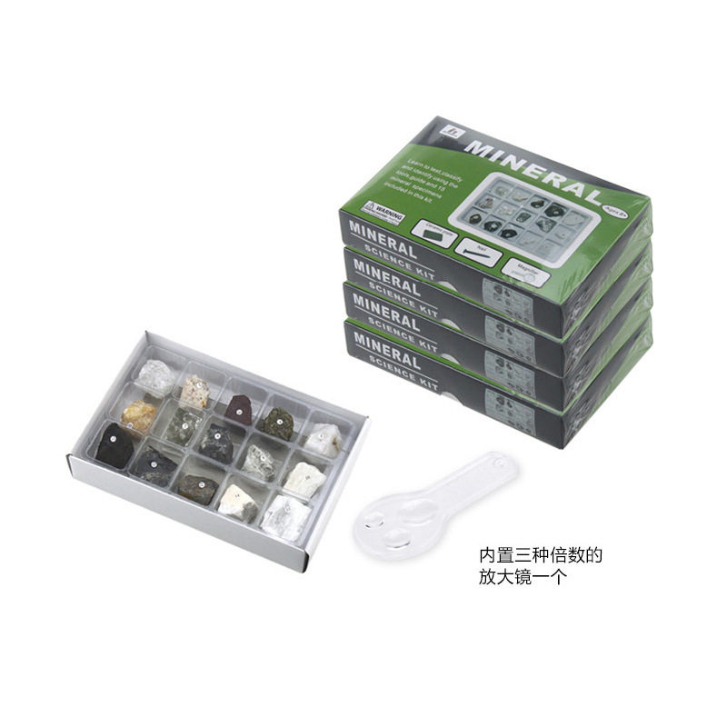 极速厂家QH4009-4 矿物晶体矿石标本盒 由M15种矿石组成教学使用
