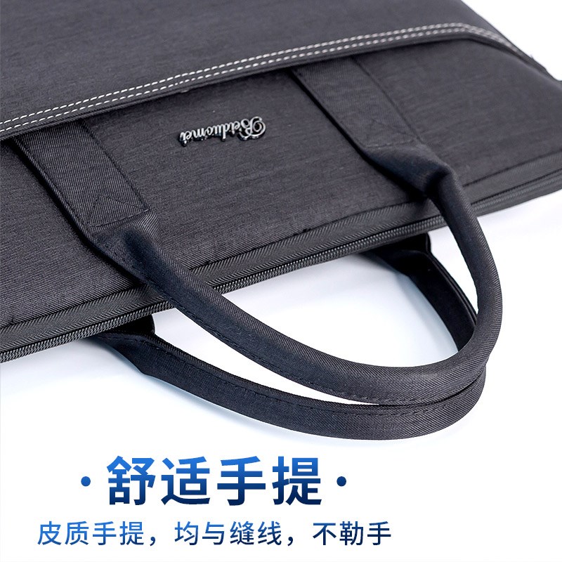 新品手提袋防水帆布牛津布收v纳公文包大容量会议合同拉链式多层