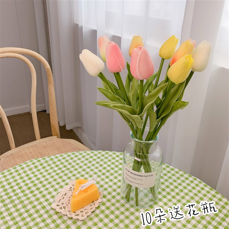 新品ins仿真花郁n金香加花瓶摆件客厅仿真花束拍照干花朵道具装饰图片