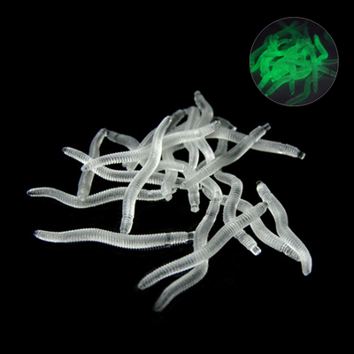 新品20-100pcs 35mm Earthworm FishingG Lifelike Worm Fluoresc