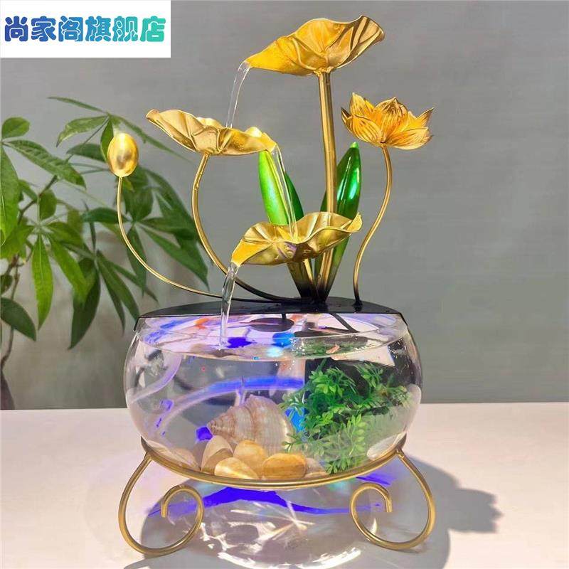 极速创意带灯f鱼缸客厅家用客厅玄关办公室高端循环流水摆件一整,宠物/宠物食品及用品,桌面缸,淘宝优惠券,粉丝福利购,淘宝优惠卷