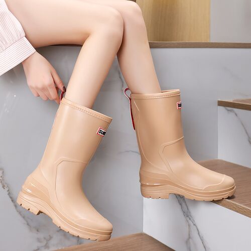 新品日系高筒雨鞋女款202v6新款一体加绒女士雨靴厨房水鞋防水防