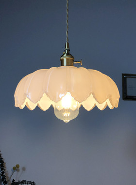 极速美式复古黄铜玻璃吊灯老上海墨绿色H怀旧温馨民宿卧室餐厅阳