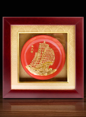 极速一帆风顺红盘帆船摆件客厅办公室装饰开O业礼品送领导升职礼