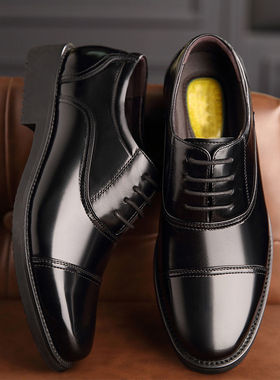 新品皮鞋男三接头正装商务男鞋x真皮内增高男士皮鞋36特小码37休