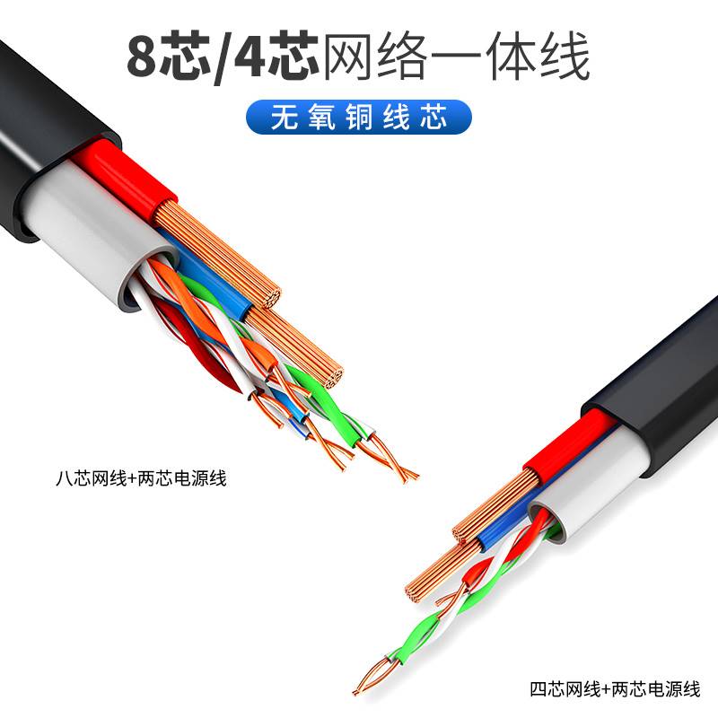 安普超五类4芯8芯室外工程网线电源监控网络综合一体视频双绞线