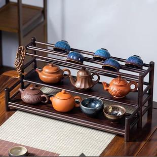 桌面茶壶架茶杯茶具收纳展示架小博古架多层茶室台面沥水杯架中式