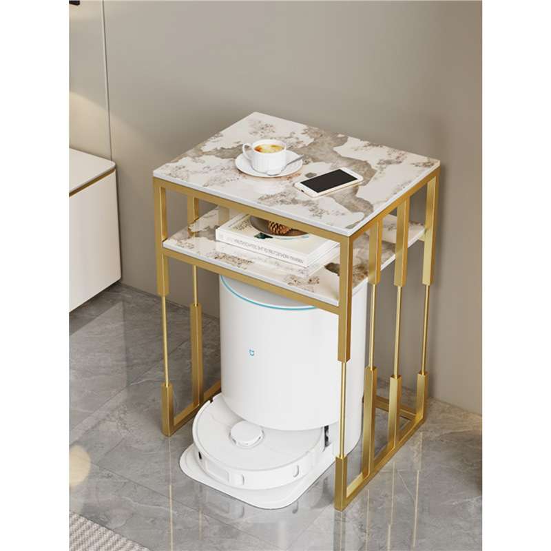 扫地机器人岩板边几置物架收纳柜基站上方置物柜高脚桌可移动角柜