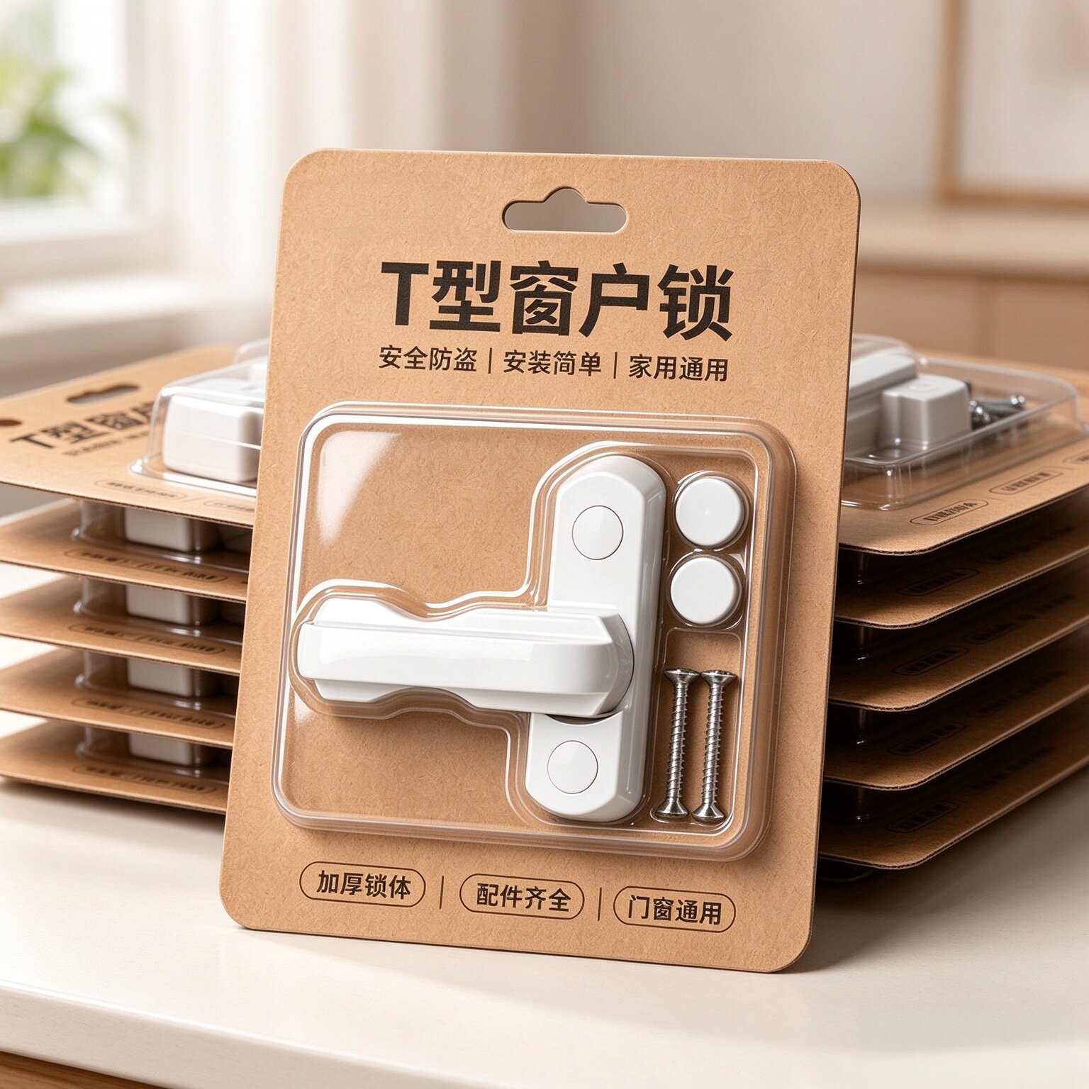 加固T型防盗门窗通用窗锁