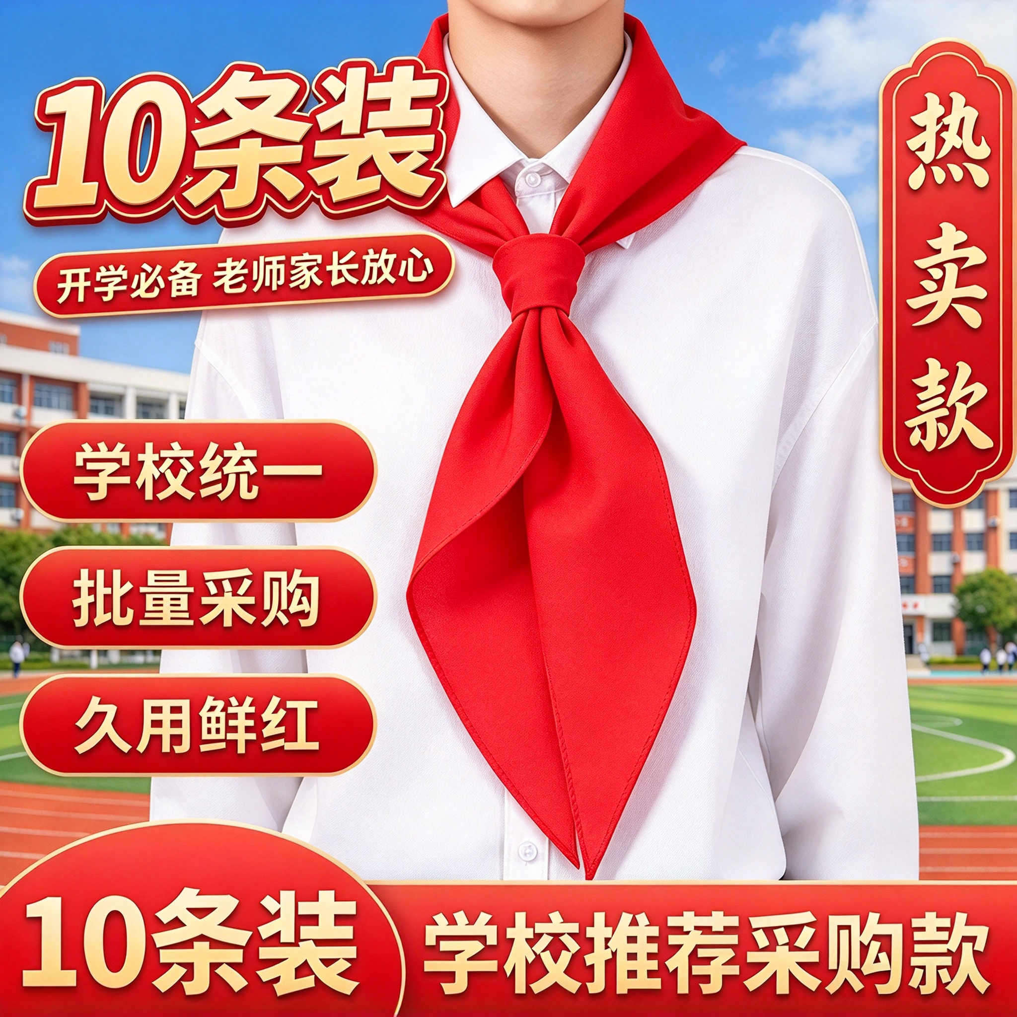小学生全纯棉布红领巾批发1.2米绸布不缩水褪色通用3-6年级红领巾
