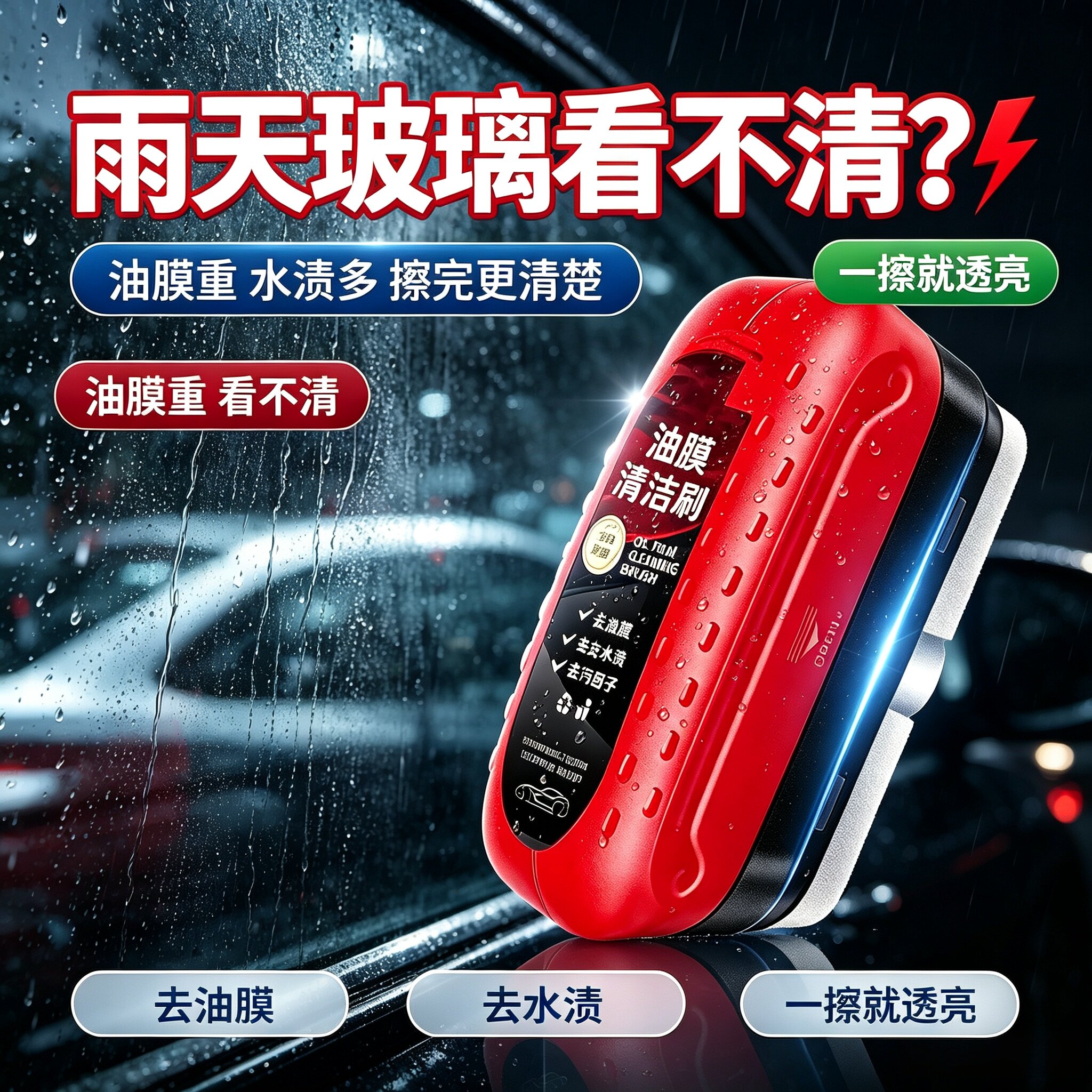 汽车玻璃强力去油膜水渍清洁刷