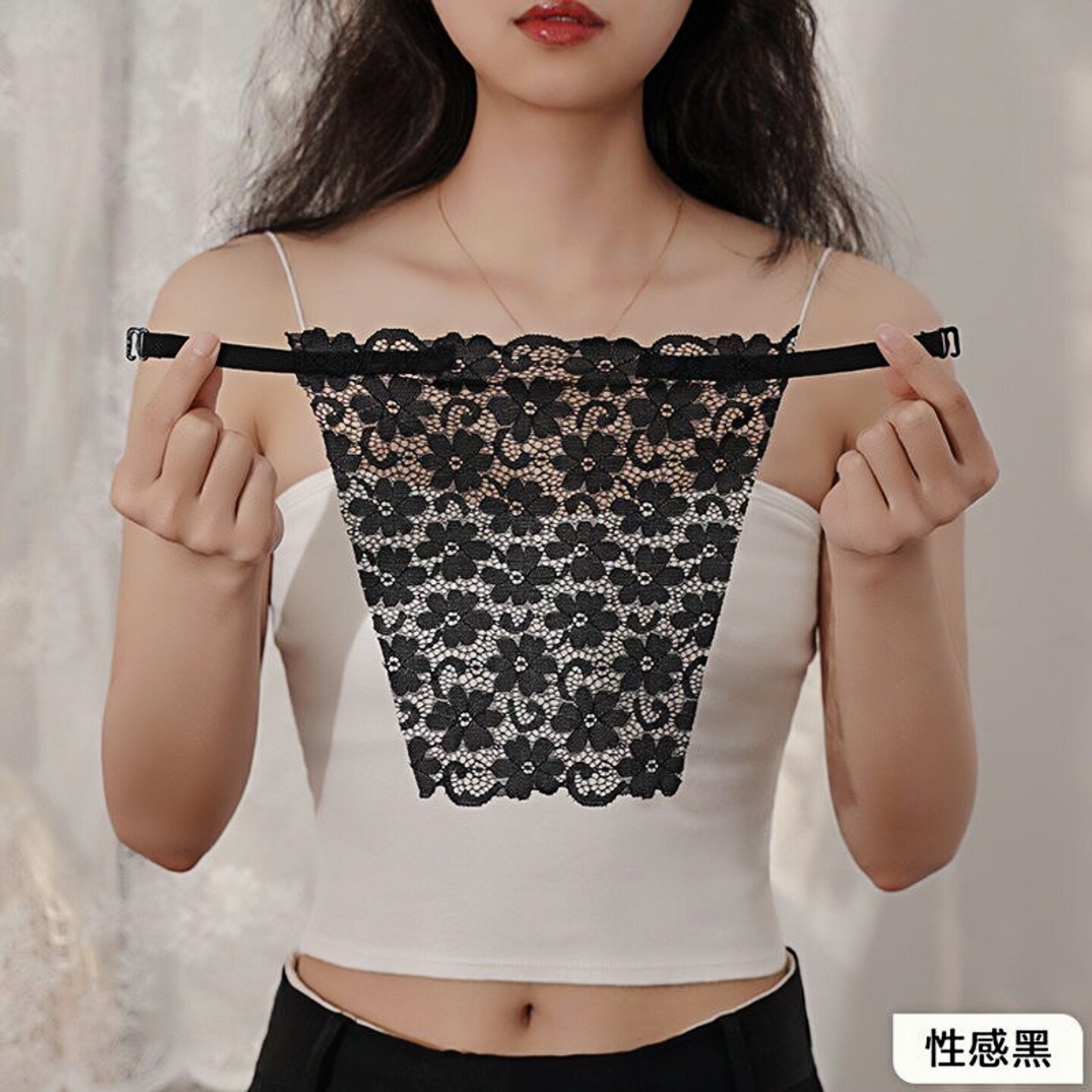 V领防走光神器一片式抹胸女蕾丝性感打底无痕内衣遮胸布胸挡夏季