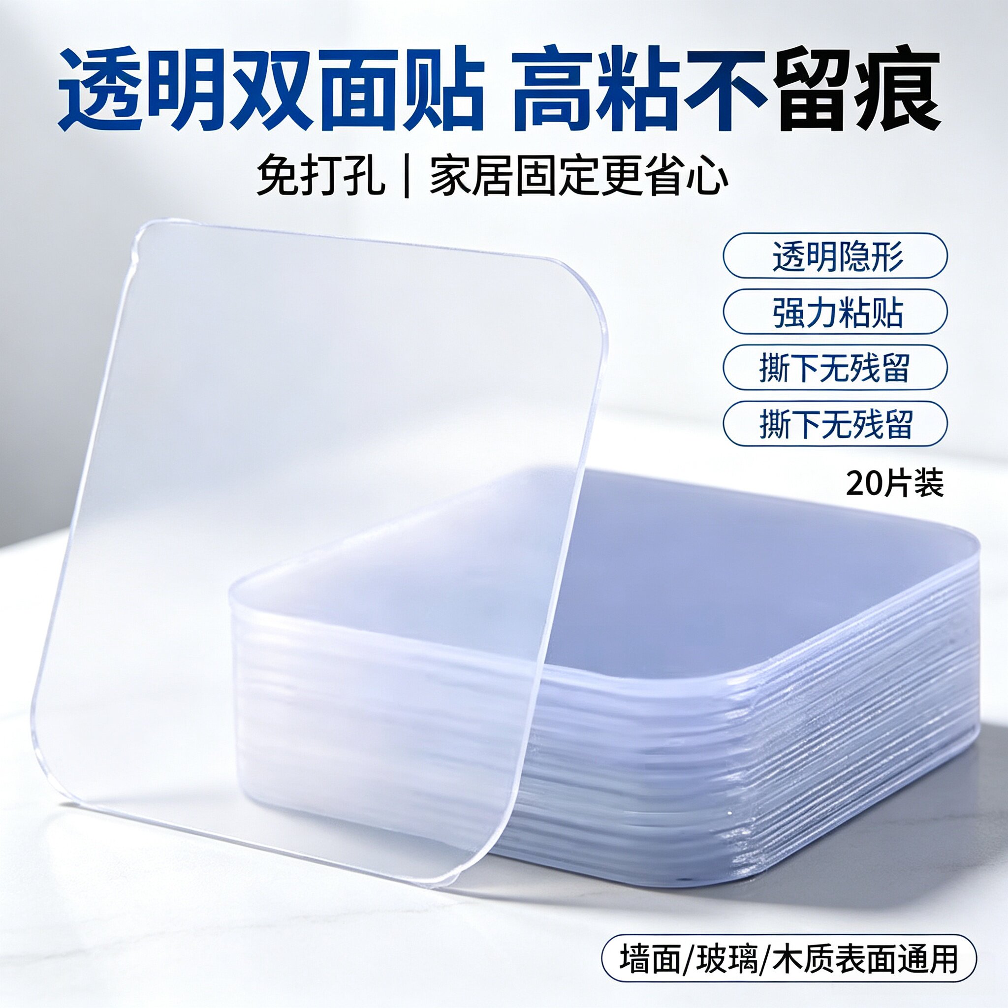 透明双面贴高粘不留痕免打孔