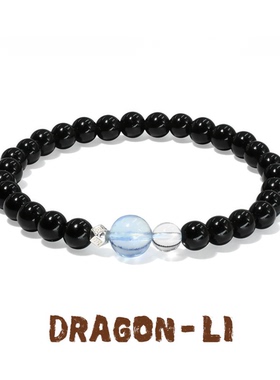 DRAGON LI狸花猫6mm黑曜石海蓝宝白水晶串珠情侣饰品闺蜜礼物