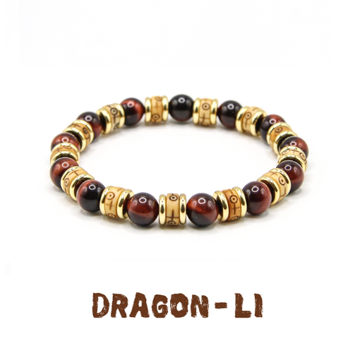 DRAGON LI狸花猫藏式新中式牛骨红虎眼串珠情侣配色饰品闺蜜礼物