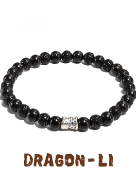 DRAGON LI狸花猫回纹椰蒂925银鱼隔珠串珠手串情侣饰品闺蜜礼物
