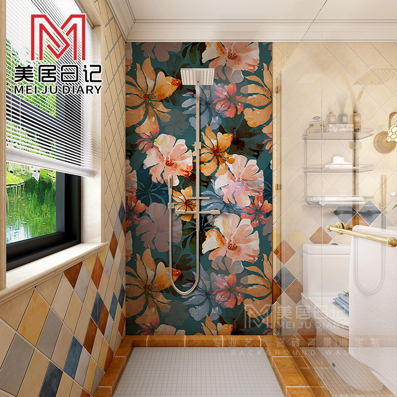 极速抽象彩色叶子艺术个性t图案瓷砖画背景墙砖艺术花砖定制柔光
