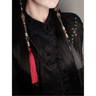 极速马面裙国风超长流苏无耳洞耳挂汉服I古风新中式小众耳环男女