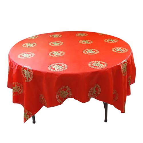 极速一次性桌布酒店结婚寿宴乔迁用加厚红色桌P布防水防滑圆桌喜
