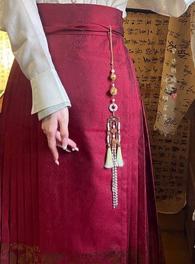 极速[闻卿至]国风铃铛流t苏压襟禁步新中式马面裙汉服腰间挂件配