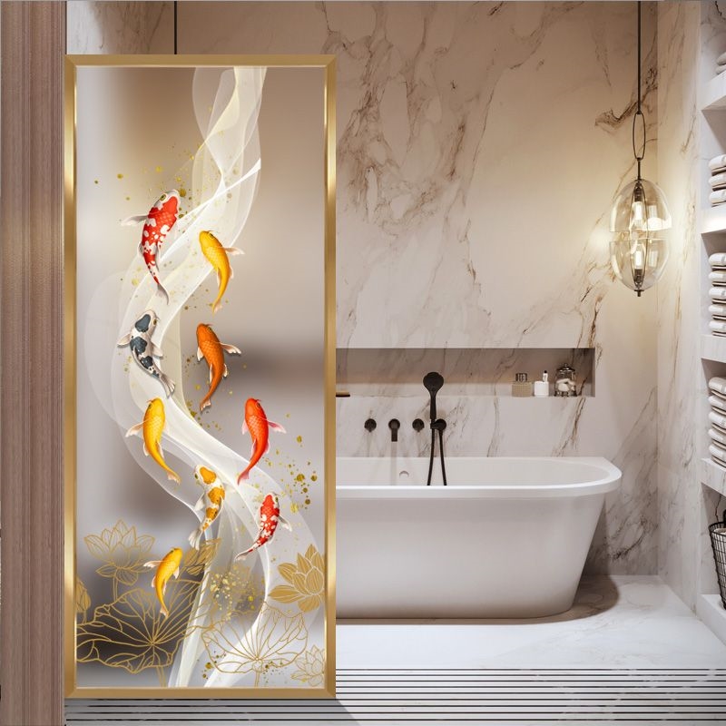 极速艺术玻璃屏风隔断轻奢客厅y入户玄关洗漱台铁艺现代雕花装饰