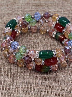 极速民族风孔雀玛瑙手链 女式水A晶隔珠手串 女生饰品佩戴工艺礼