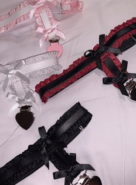 极速黑色性d感蕾丝蝴蝶结腿环大腿绑带女饰品暗黑日系腿饰吊袜带