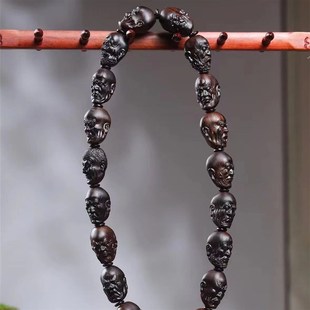 极速沉香木雕刻十八罗汉佛珠手z串貔貅男小叶紫檀木念珠长手持沉