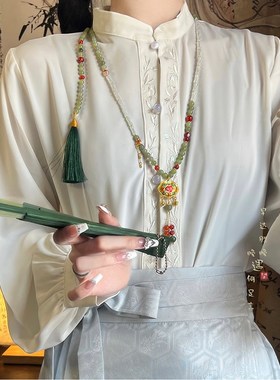极速明制马面裙汉服平安锁璎珞背云流苏项链新中式古W风国风小众