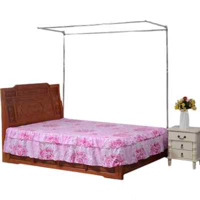 极速伸缩蚊帐加厚加粗不锈钢支架杆通用简约三L单门1.5m82米床方