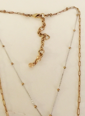 极速双层项链 cab@ 复古金色双层坠 看好尺R寸不退 1202