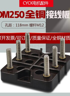 极速电机接线板DM1-250方形接线板全铜板 孔距1M18mm 螺杆M12 接