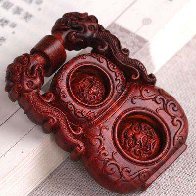 极速小叶紫檀木雕挂件 天地锁财 文玩手K把件男士吊坠挂饰无事牌