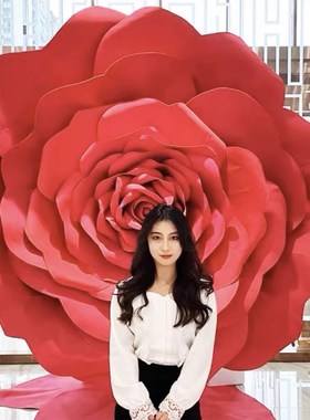 新品活动节日巨大l型玫瑰装饰摆件店铺橱窗网红婚礼活动布置派对