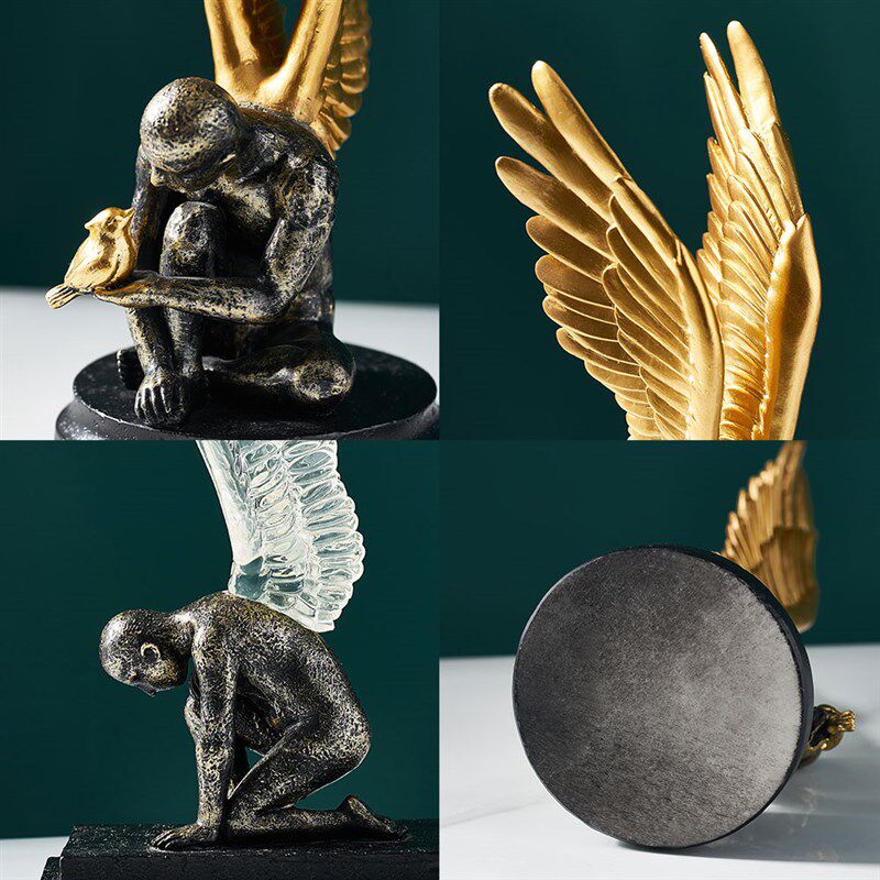 极速Nordice Abstract Statue Resin Angel Model Sculpture Gold